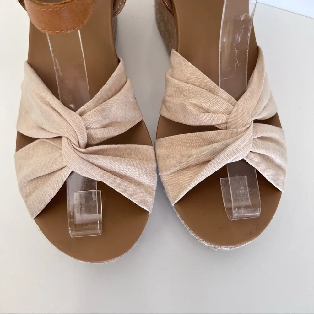 UGG Women's Tan Cork Wedge Sandals with Cream Knot Front